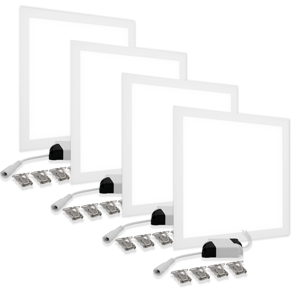 Kit 4 Plafon Embutir Painel Led 60x60 50w Slim Quadrado