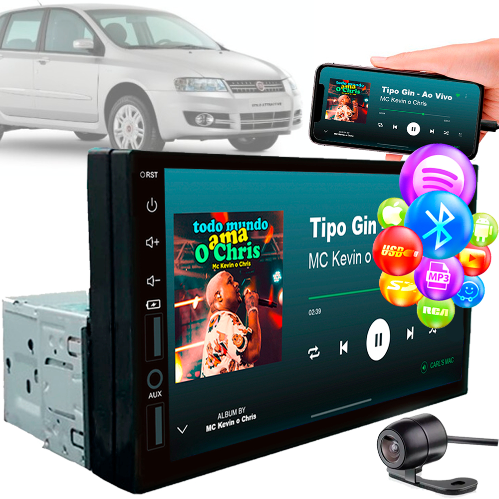 Central Multimídia Usb Mp5 Player 7 Pol 1 Din Fiat Stilo em Oferta na Shopee