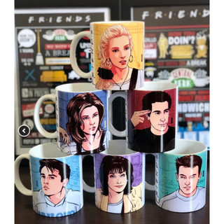 Caneca Friends Ross Geller, Joey Tribiani, Monica Geller, Chandler Bing, Rachel Green, Phoebe Buffay, serie, series famosas, presente canecas