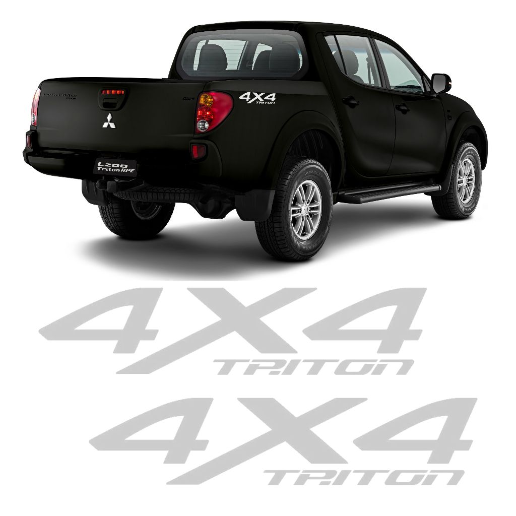 Adesivo 4x4 Mitsubishi L200 Triton Emblema Lateral Par Personalizado Prata Mt12