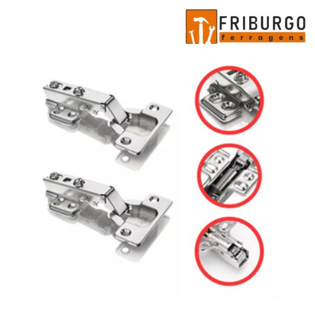 Kit com 8 UND Dobradiça Click Pistão Reta ou Curva