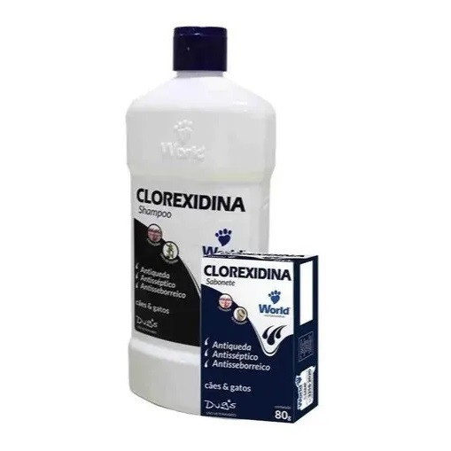 1 Shampoo e 1 Sabonete de Clorexidina Dugs Anti Seborreia Séptico WORLD