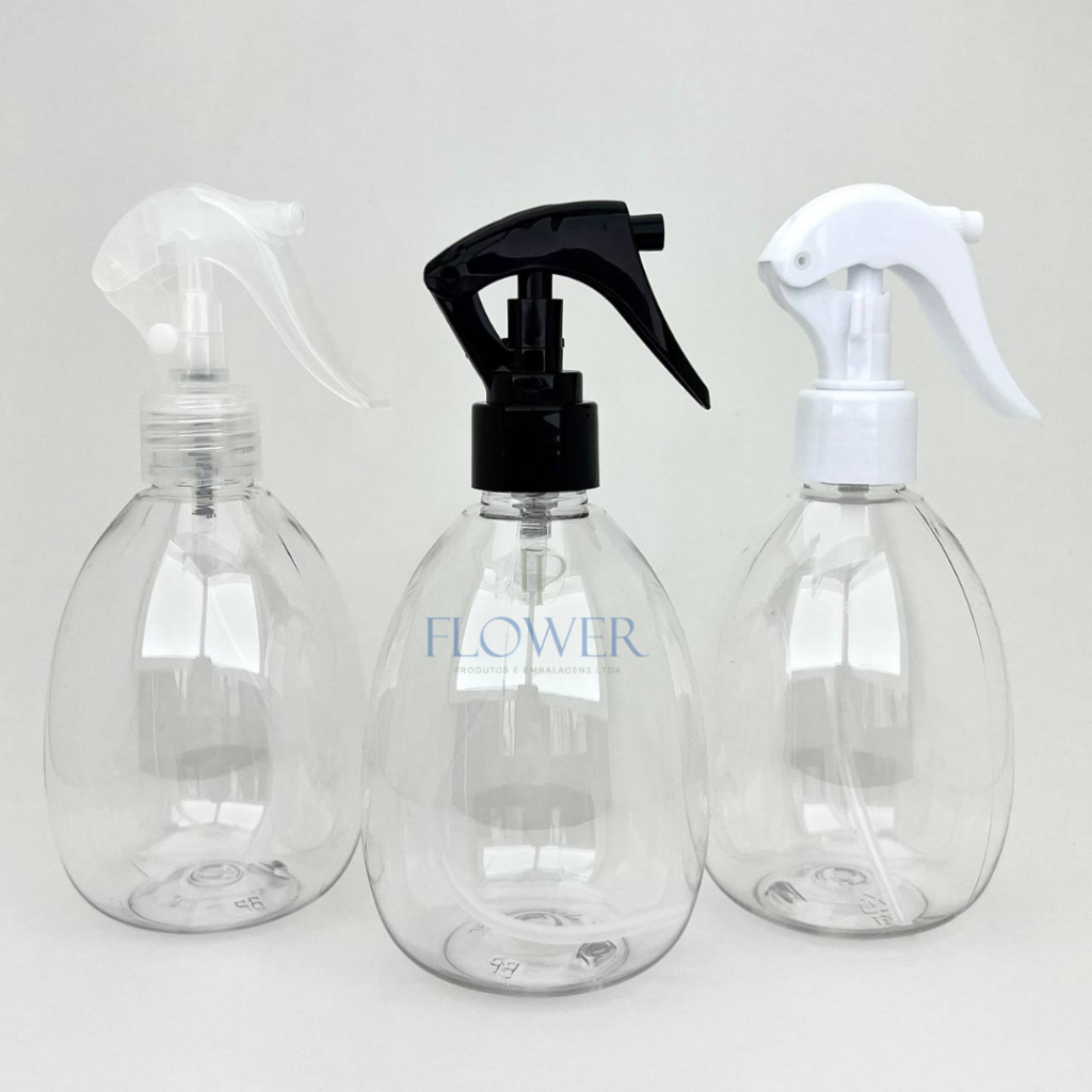 Kit 10 Frasco Pet 350ml Válvula Spray Gatilho Transparente Plástico Álcool