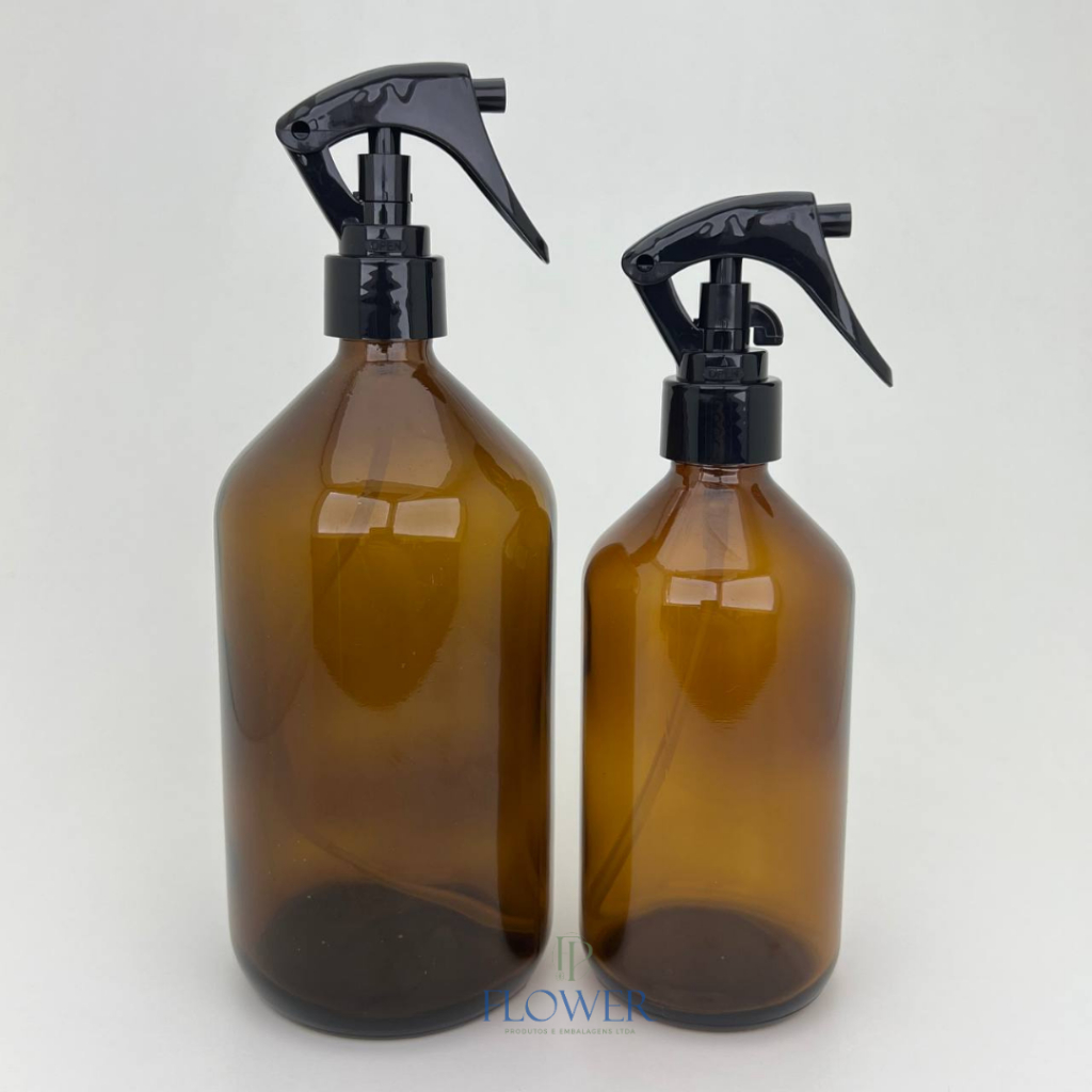 Kit 10 Unidades Borrifador Grande Vidro Âmbar Borrifador Gatilho 250mL/500mL