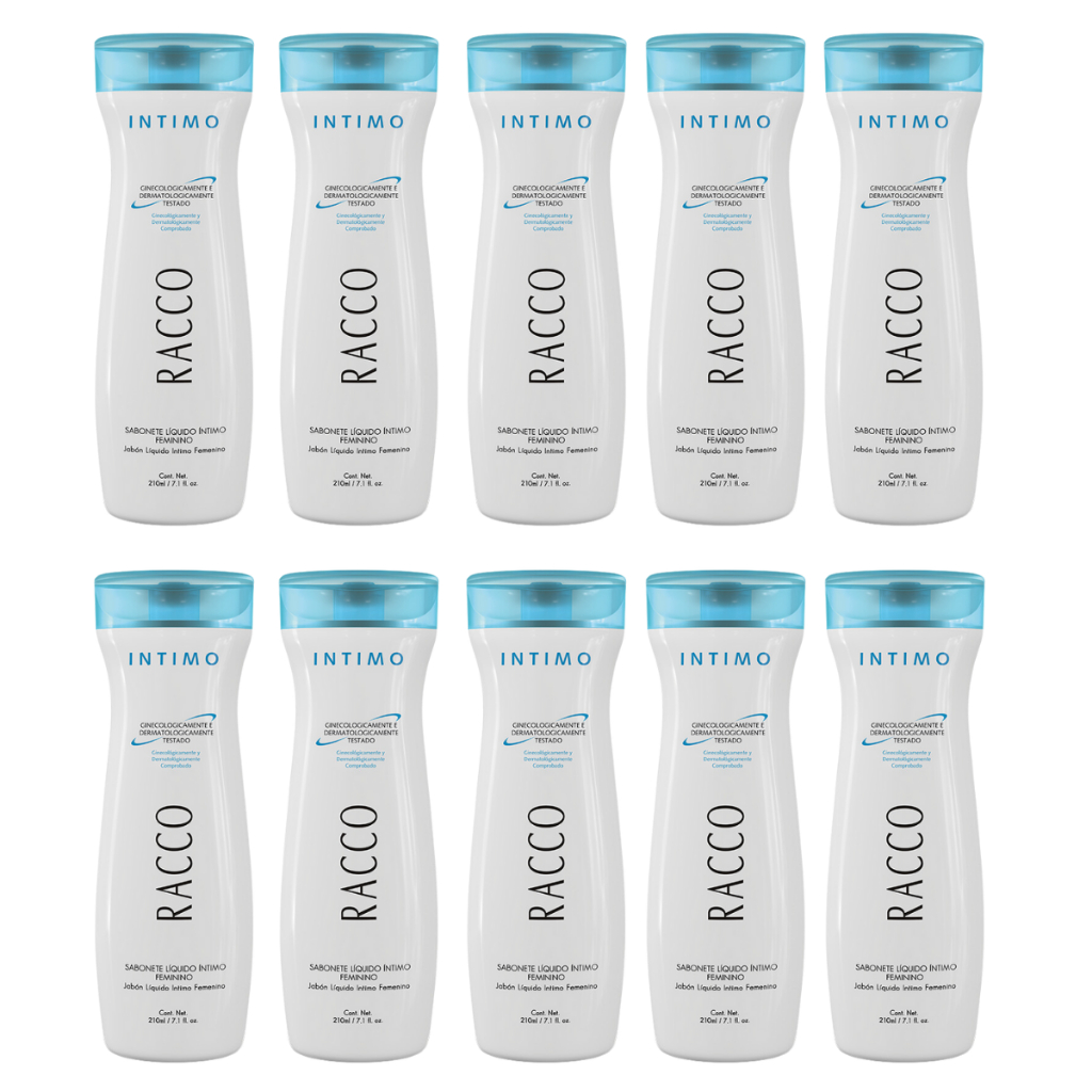 Kit 10 Sabonete Intimo Tradicional Racco 210ml Higiene Intima Refrescante Feminino Líquido Original