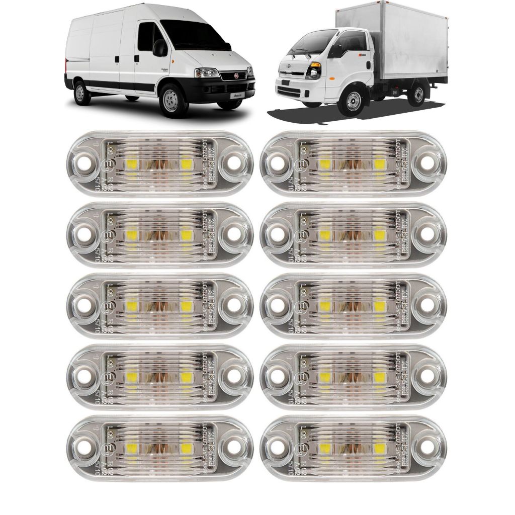 Kit Lanterna Vigia Teto Onibus Bau Caminhão Van Trailers Semi Reboque Led Bivolt Cristal