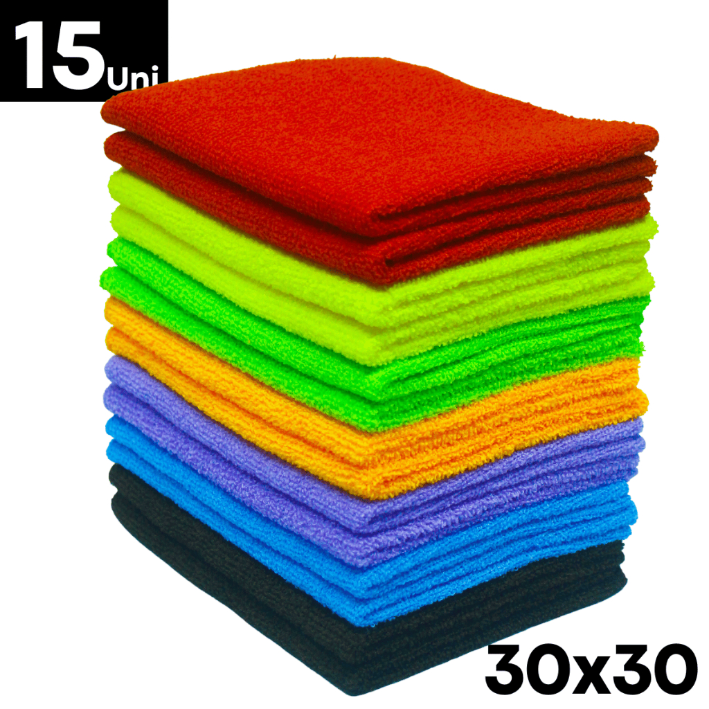 Kit c/ 15 Panos Microfibra 30x30 Multiuso Alta Absorção
