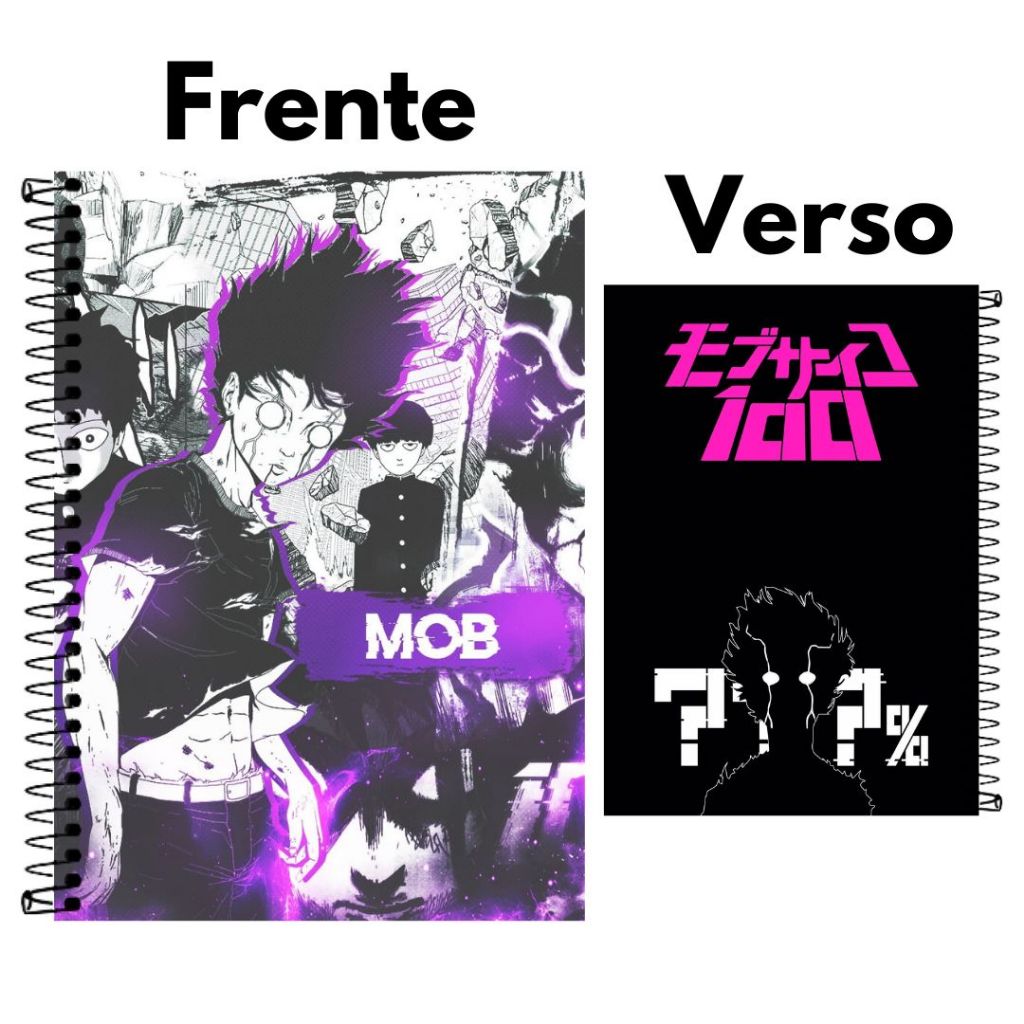 Caderno Personalizado Anime Mob Psycho 100 -> 1, 10, 15 e 20 Matérias.