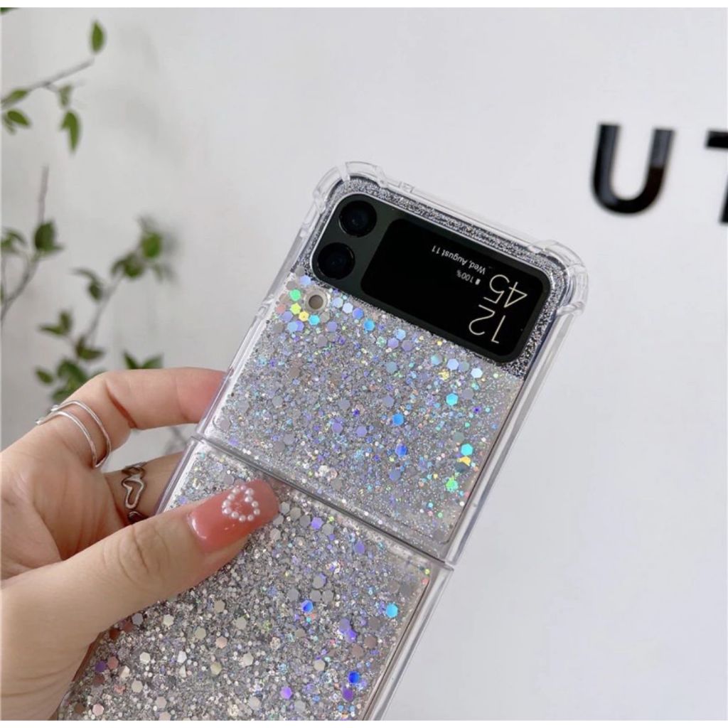 Capa Com Brilho Para Samsung ZFLIP 3  / ZFLIP4 / ZFLIP5 / ZFOLD4 / ZFOLD5 Anti-Impacto com borda reforçada