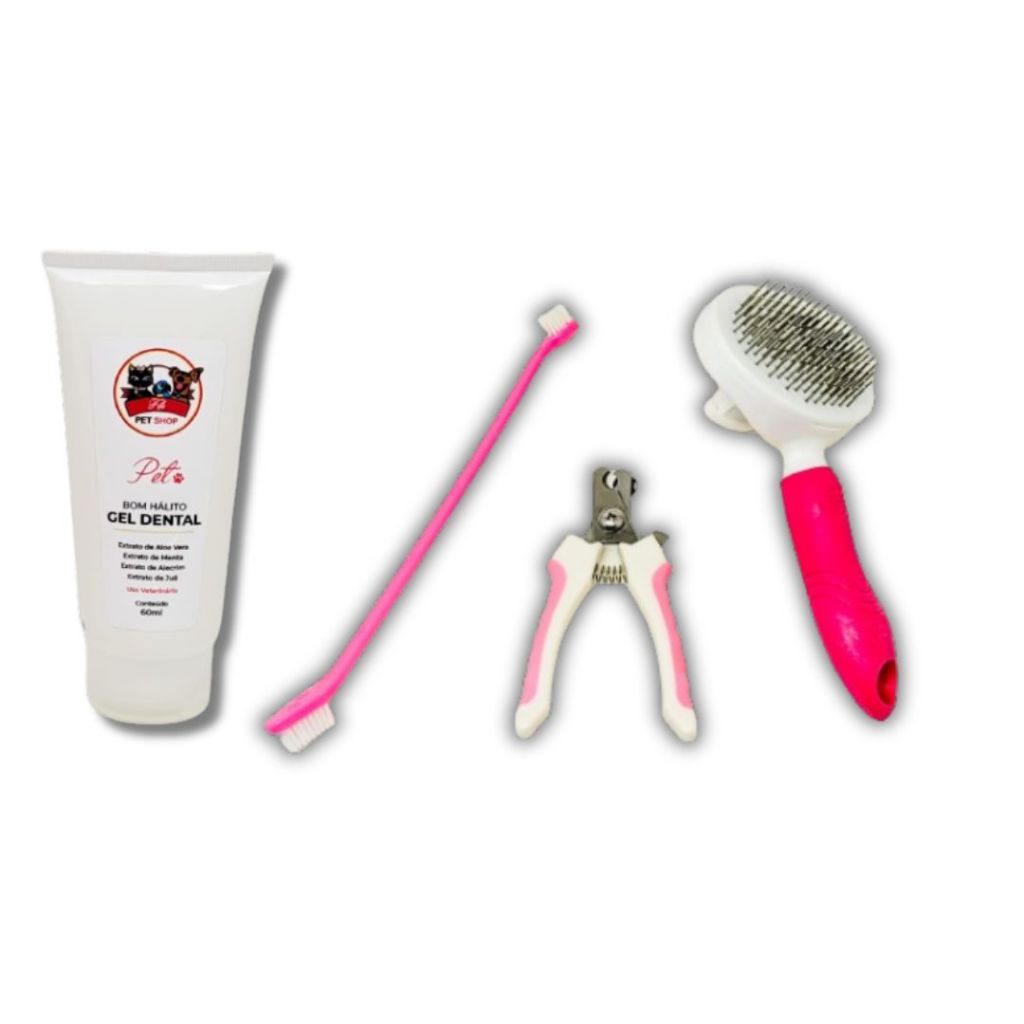 Kit Higiene Pet Gel Dental, Escova De Dente Pet Escova Autolimpante E Alicate De Unhas Cachorro Gato