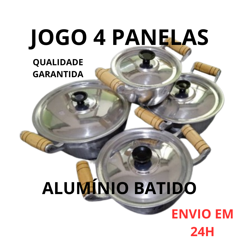 Jogo de Panelas Com 4 Caçarolas de Alumínio Grosso Batido Fundido Tamanho 14,16,18 e 20 em Oferta na Shopee
