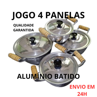 Jogo de Panelas Com 4 Caçarolas de Alumínio Grosso Batido Fundido Tamanho 14,16,18 e 20 em Oferta na Shopee