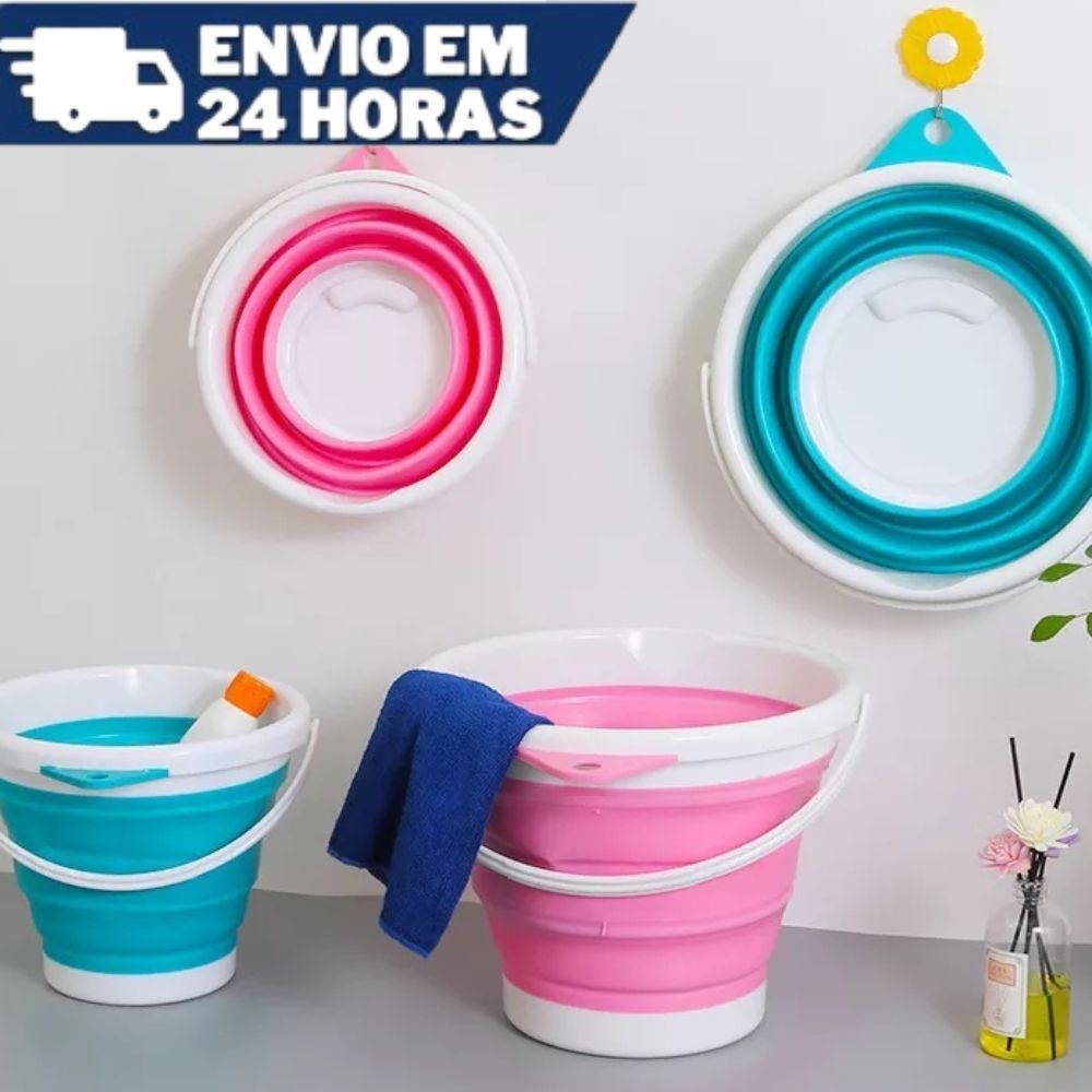 Balde de Silicone Retrátil Dobrável 3L 5L 10L Multiuso Portátil