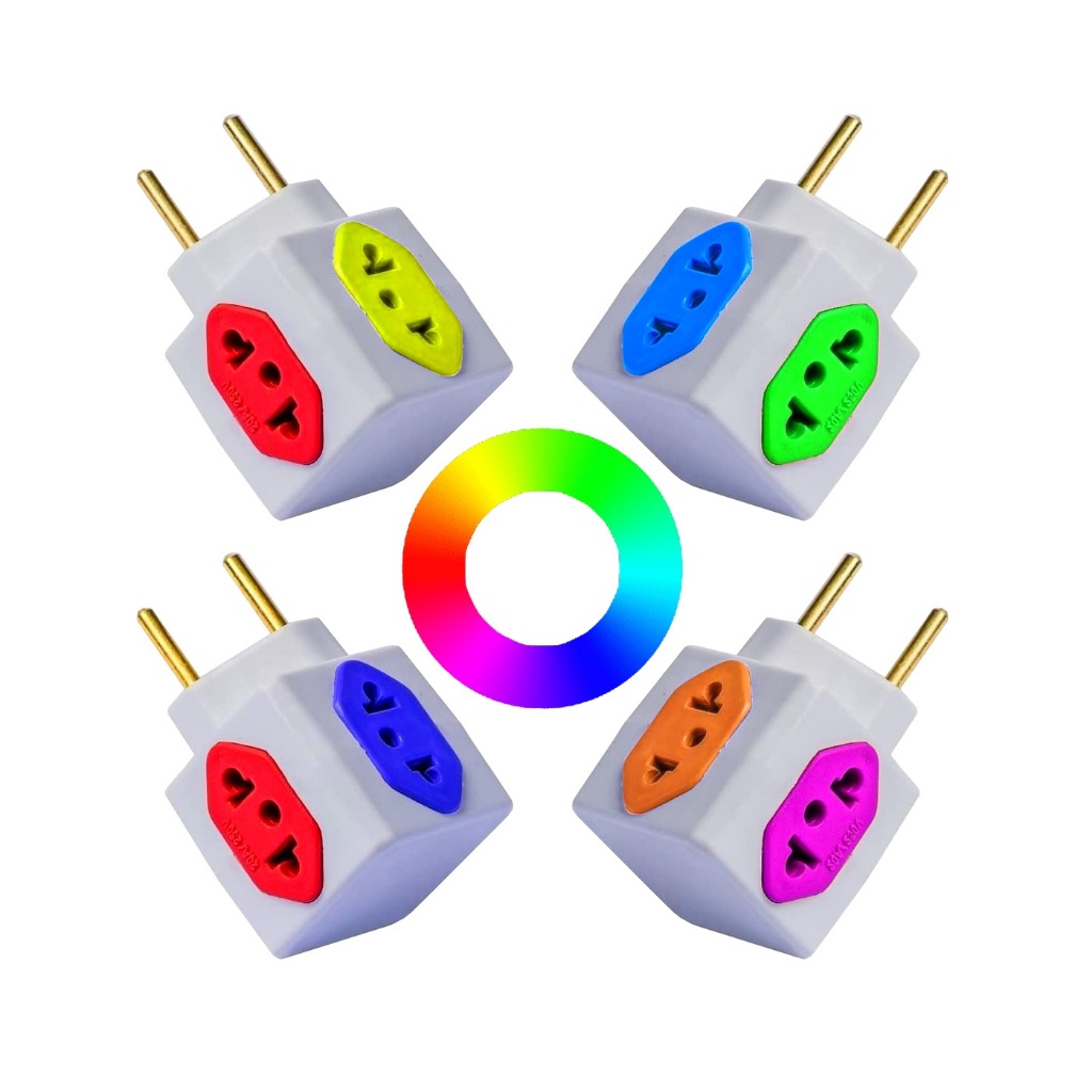 Adaptador De Tomada Benjamim Cubo Colorido 3D com 4 Entradas 10A 20A em Oferta na Shopee