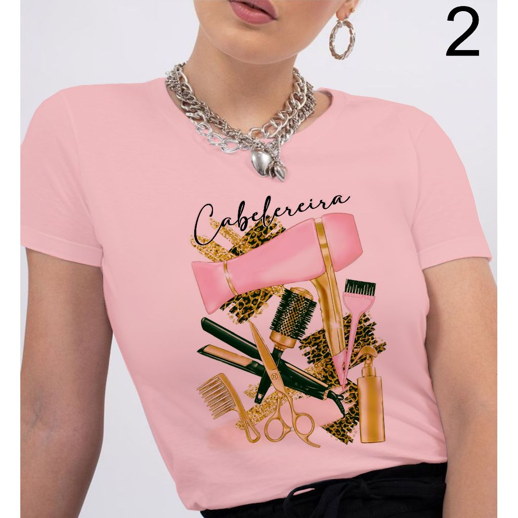 blusa cabelereira hair stylist, t shirt feminina profissões área beleza plusa size em Oferta na Shopee