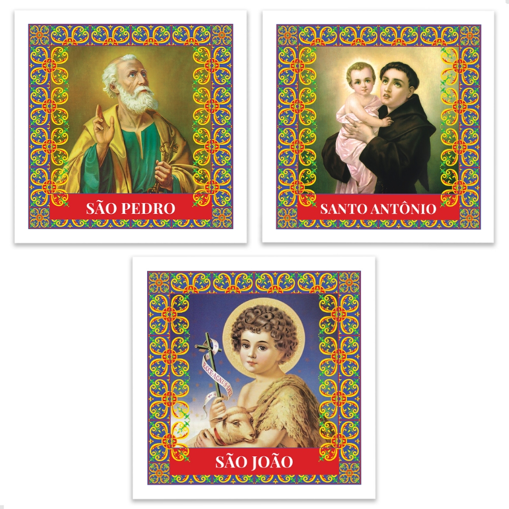 3 Bandeiras Junina São João, São Pedro, Santo Antônio Mastro em Oferta na Shopee