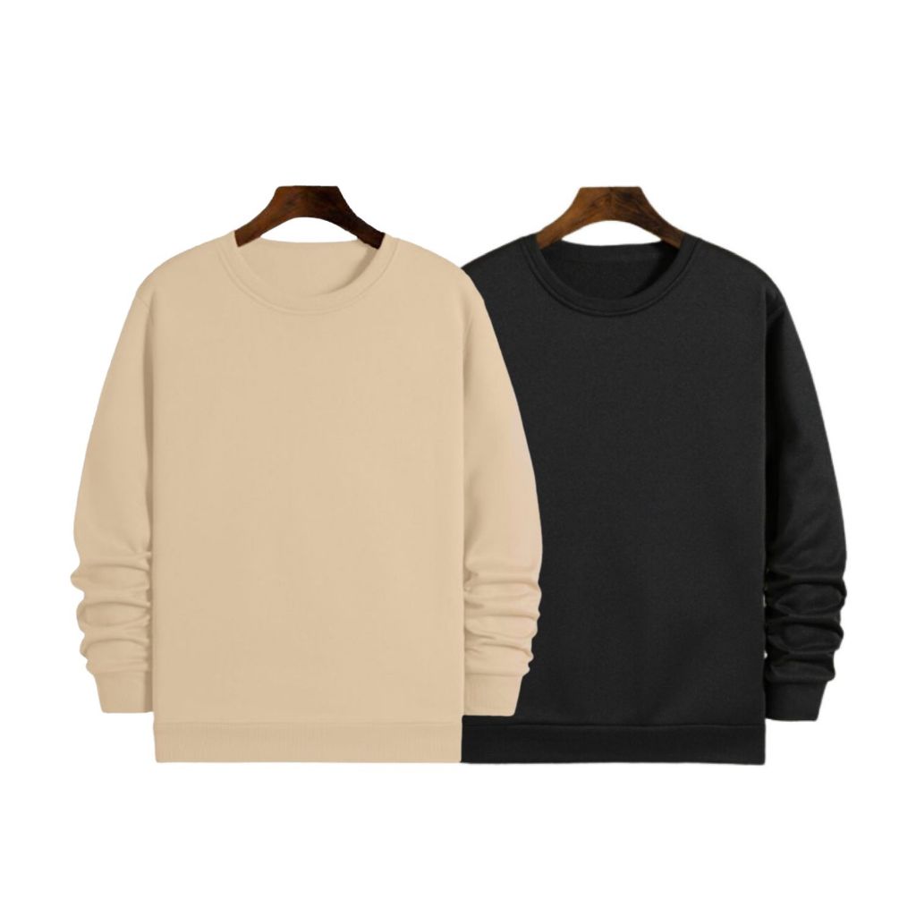 Kit 2 Blusa Moletom Algodão Liso Unissex Gola Redonda Promoção Envio Imediato