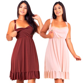 Kit 2 Camisolas de Amamentação Microfibra e Fecho Mamãe e Bebê | 184 em Oferta na Shopee