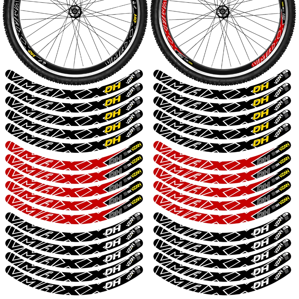 Kit 12 Adesivos Vmaxx Roda Bike Vzan Dh Vbrake Bicicleta Ciclismo Aro 24 Aro 26 A