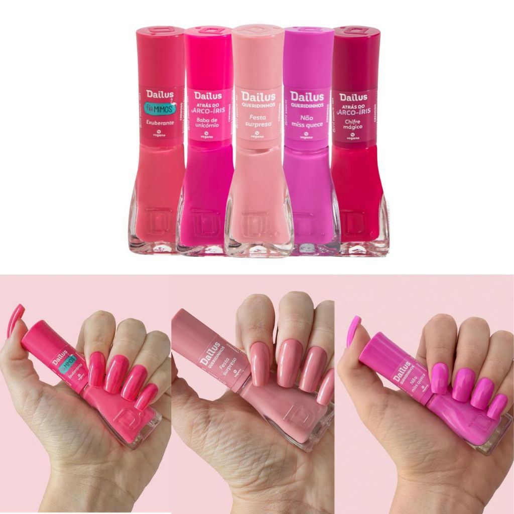 DAILUS - KIT 5 ESMALTES TODA BARBIE - TONS DE ROSA