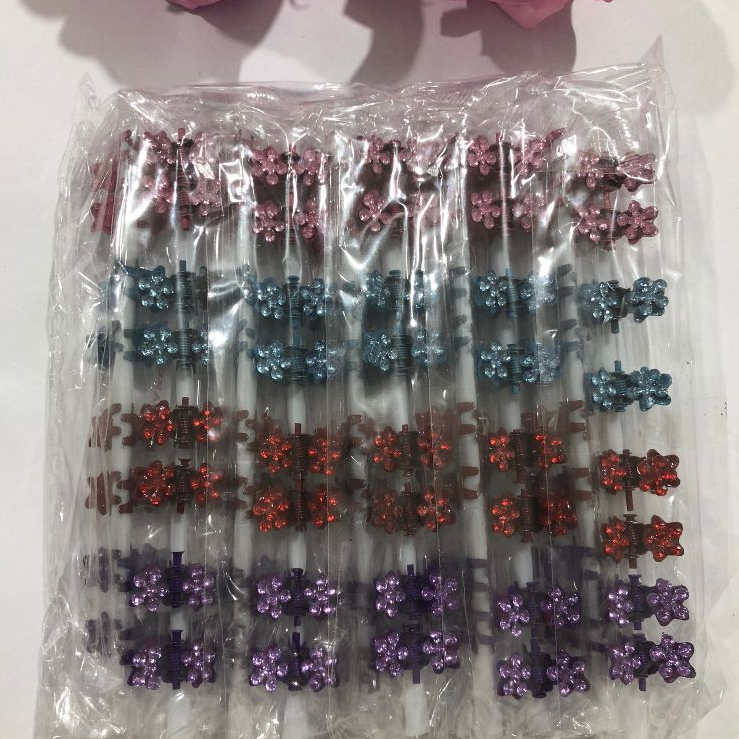 Kit 80 Mini piranha presilha para cabelo detalhada em strass
