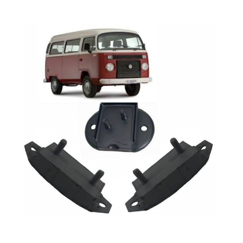 kit com 3 Coxim Calço Motor Cambio Kombi 1500 1600 Todos barquinho e barcão 1133012632 2113012651