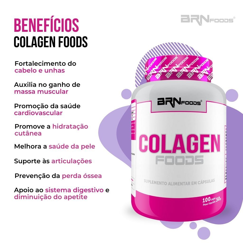 Detalhes do Kit L-Glutamina 300g + Colágeno Pink Colagen 100 Cápsulas - BRNFOODS