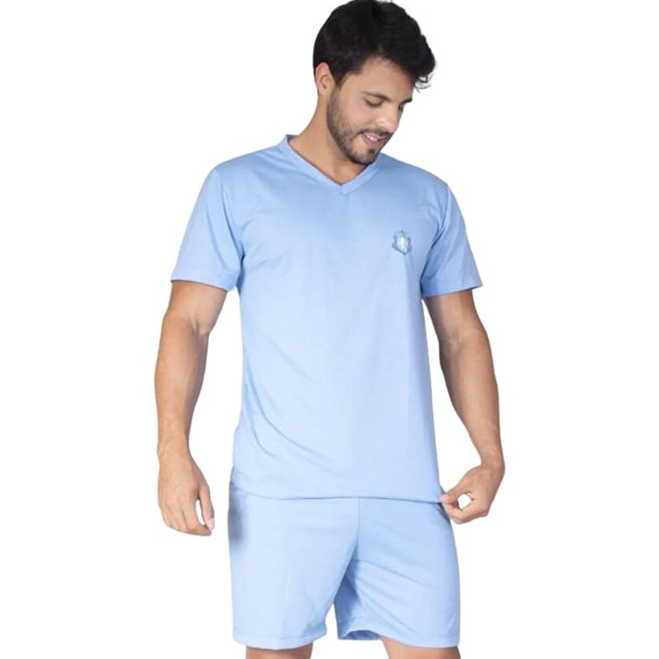 Promoção Pijama Masculino Liso Curto Short e Camisa Manga GOLA REDONDA