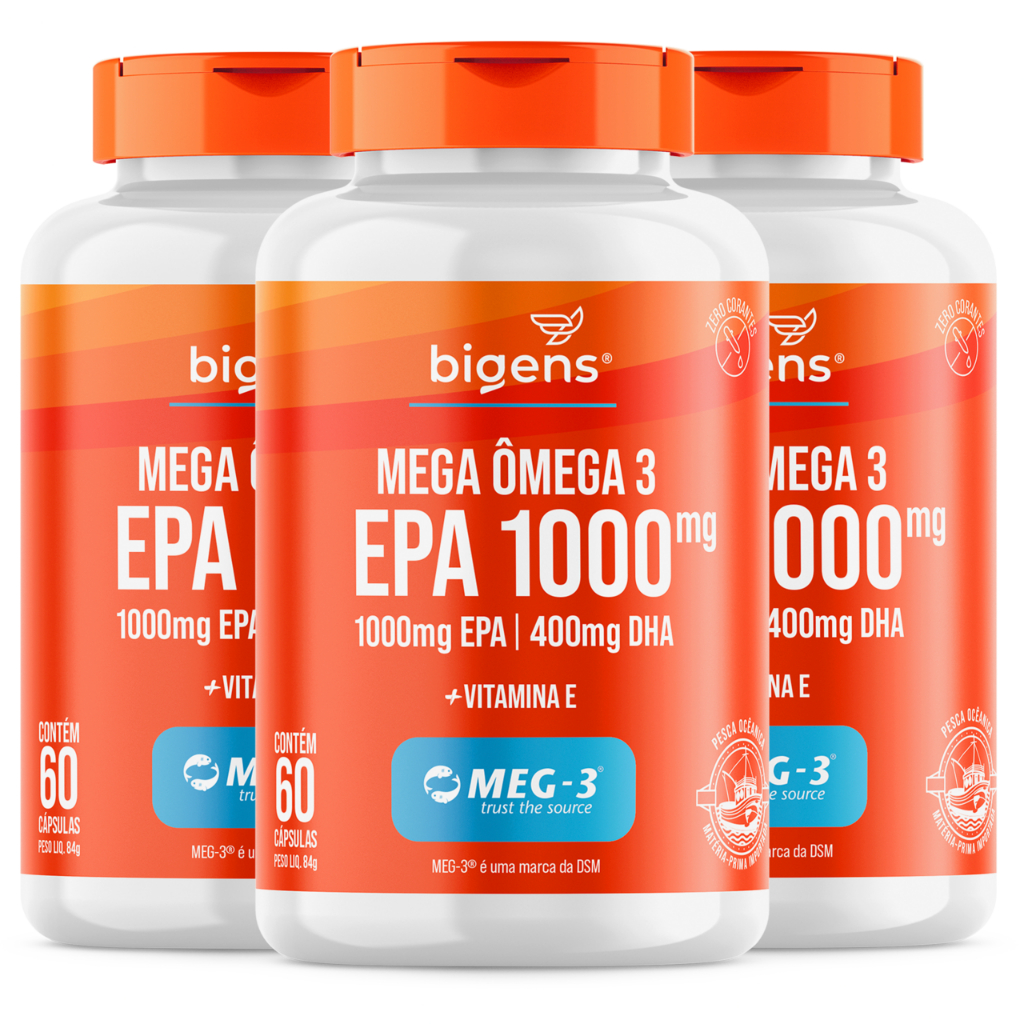 BIGENS KIT 3X MEGA ÔMEGA 3 EPA 1000 MEG-3 60 CAPS em Oferta na Shopee