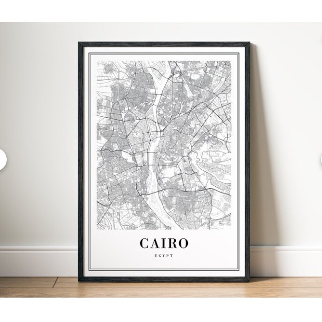 Quadro Decorativo Mapa Cidade Cairo Egito Egyto Cidades Escritório