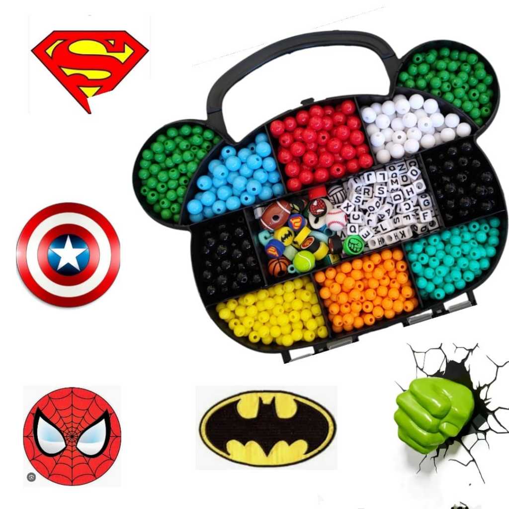 Imagem Brinquedo Kit Urso Miçanga para fazer Pulseira Infantil Menino artesanato 1350 peças