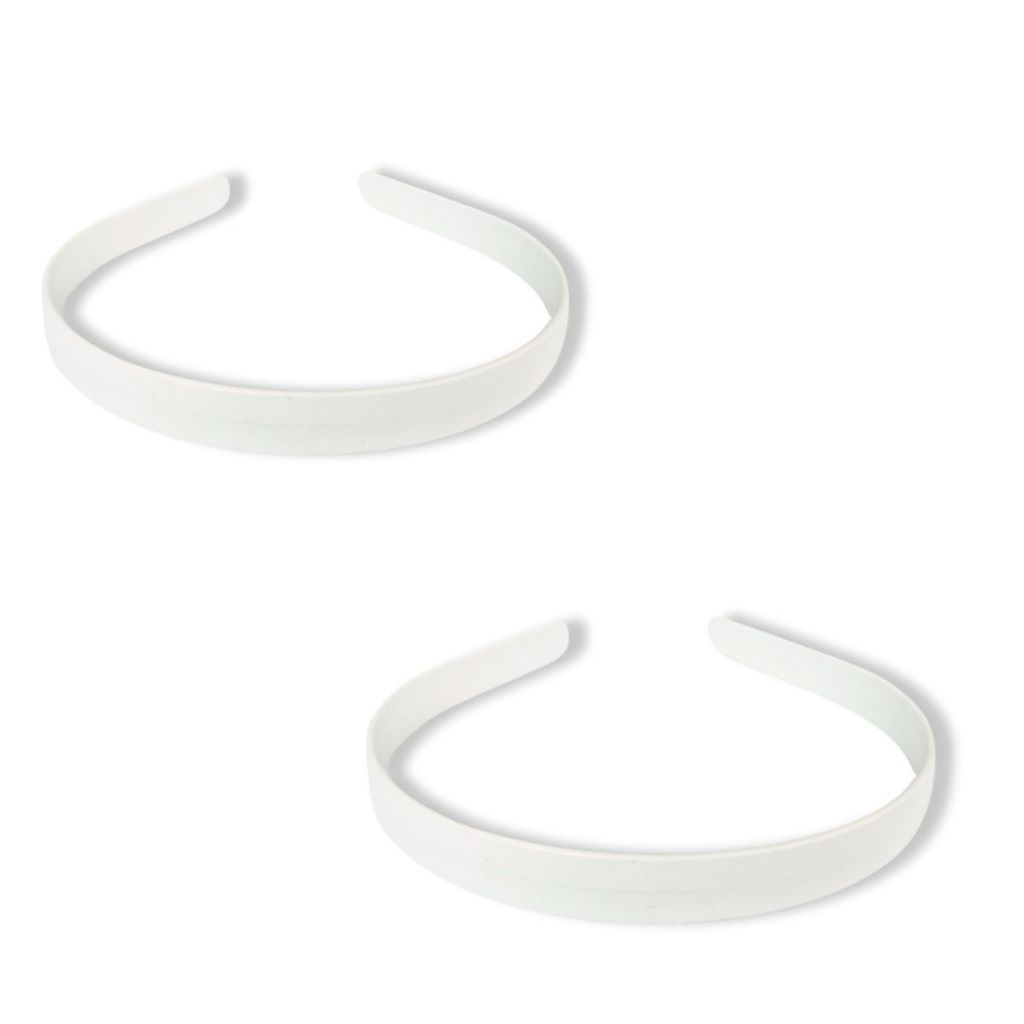 Kit 48 Tiara Arco Arquinho Plástico Forrar/Encapar/Costumizar Média Reta Lisa Branca - 15mm / 1,5cm