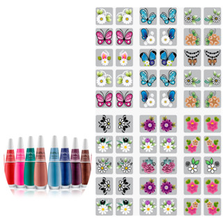 Unhas Kit Manicure 120 Adesivo de Unha 3D e LEVE 1 Esmalte em Oferta na Shopee