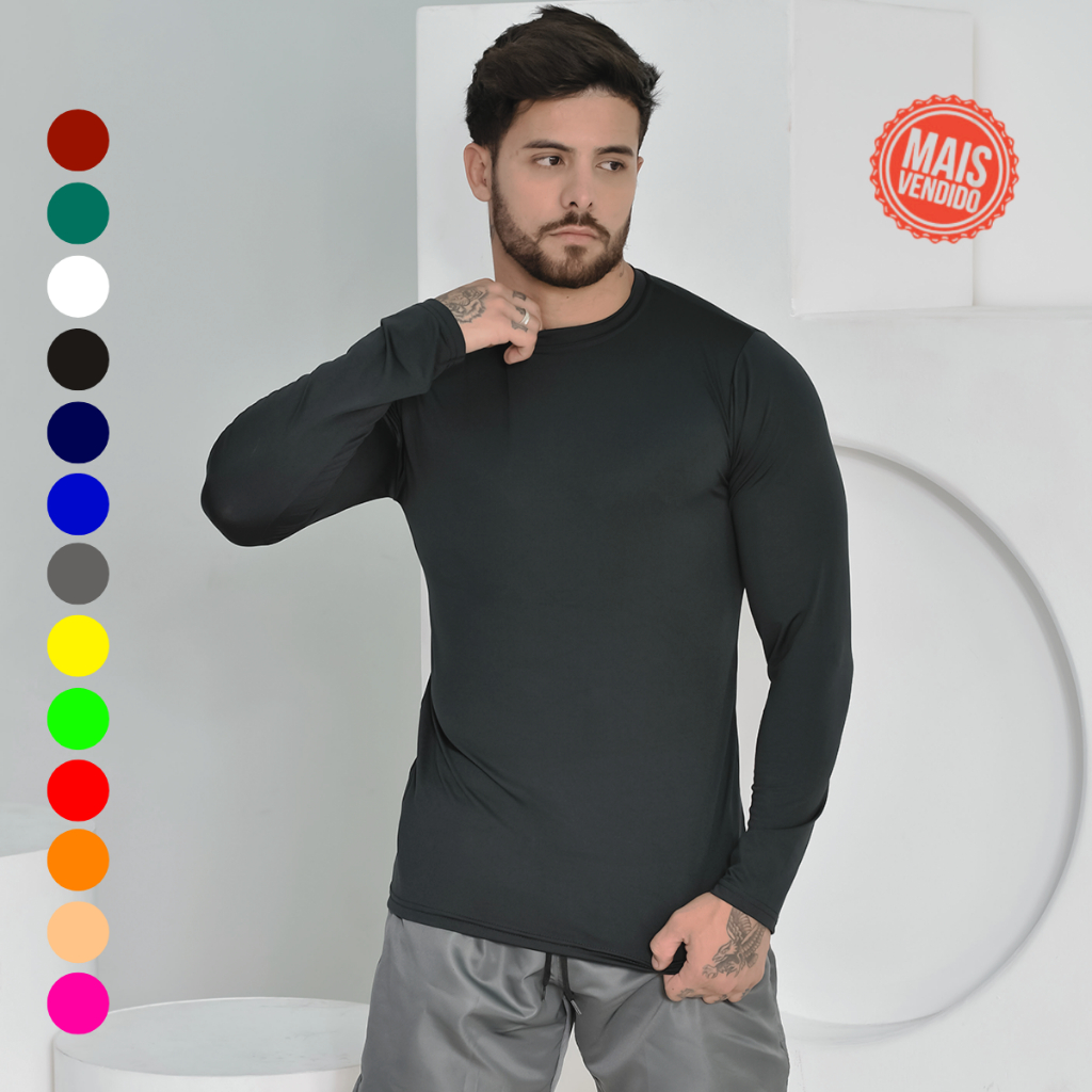 Camisa Camiseta Proteção Uv 50+ Tecido Gelado Segunda Pele Térmica Dry Secagem Rápida em Oferta na Shopee