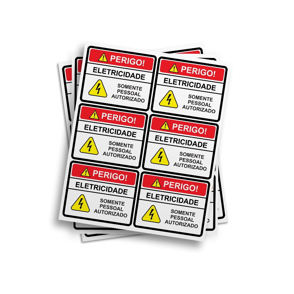 Adesivo de Sinalização Diversos Alta voltagem Cuidado Eletricidade 10x6cm em Oferta na Shopee