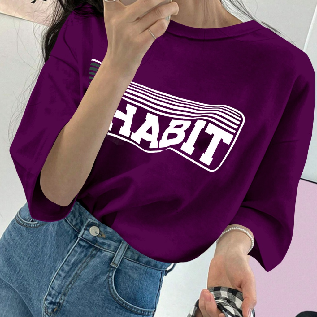 T Shirt Roxa Bordada Camisa Personalizada Unissex Camiseta Estampa Listras Forma Geométrica Habit R