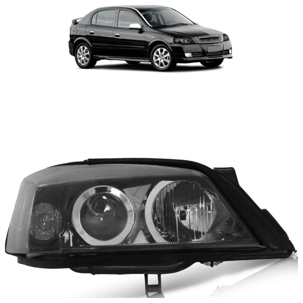 Farol Dianteiro Astra 2003 2004 2005 2006 2007 2008 2009 2010 2011 Máscara Negra Lente Lisa Acrílico