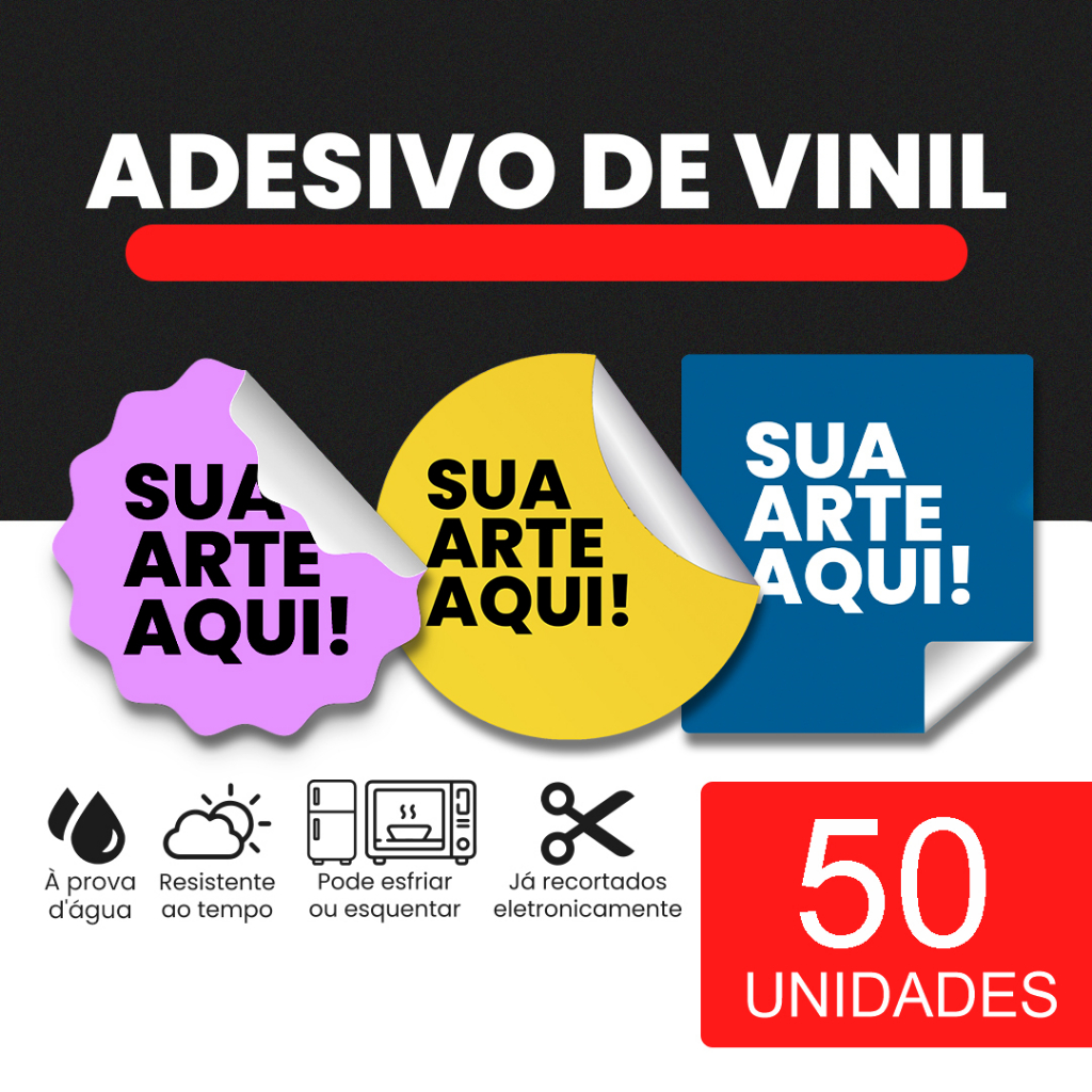 50 Adesivos Personalizados em Vinil 3x3 4x4 5x5 6x6 7x7 Etc - Etiqueta Adesiva Personalizada em Vinil já recortadas. em Oferta na Shopee