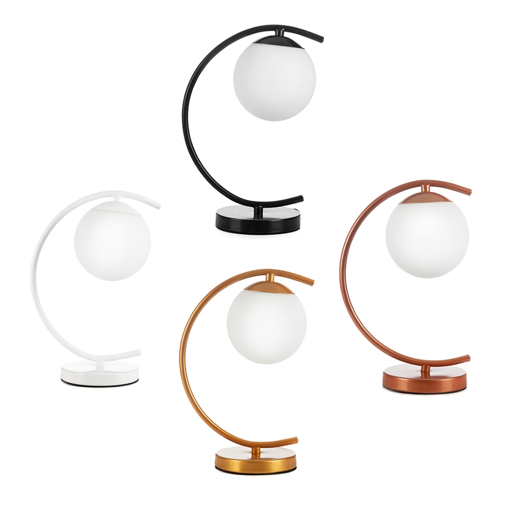 Abajur Luminária De Mesa Aro Lua Orby Redonda Várias Cores em Oferta na Shopee