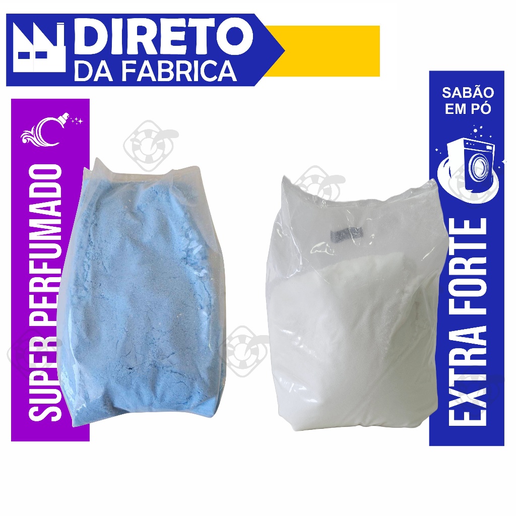 Kit Sabão em Pó Azul 1 KG + Sabão em Pó Extra Forte Sem cheiro Branco 1 KG em Oferta na Shopee