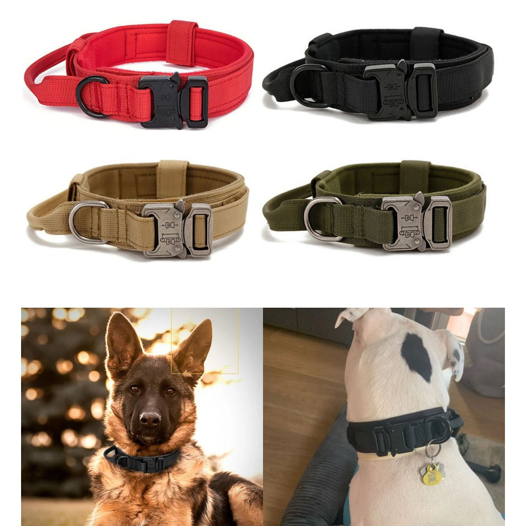 Coleira Tática Militar Ajustável Resistente Para Cachorro Com Alça Treinamento Pet Grande/Médio Porte em Oferta na Shopee