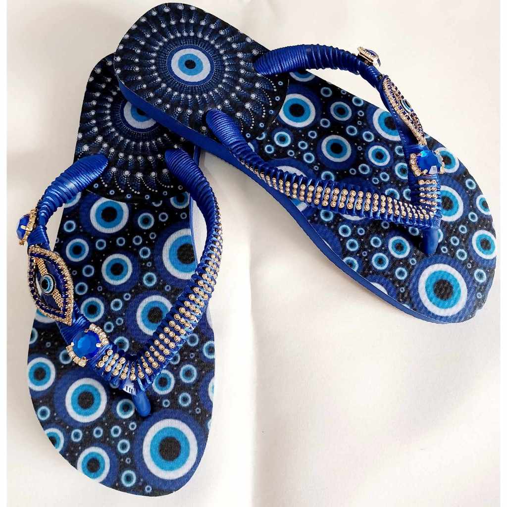 Sandalias Chinelo Customizado Personalizado Com Estampa Sublimaçao Olho Grego  C/strass