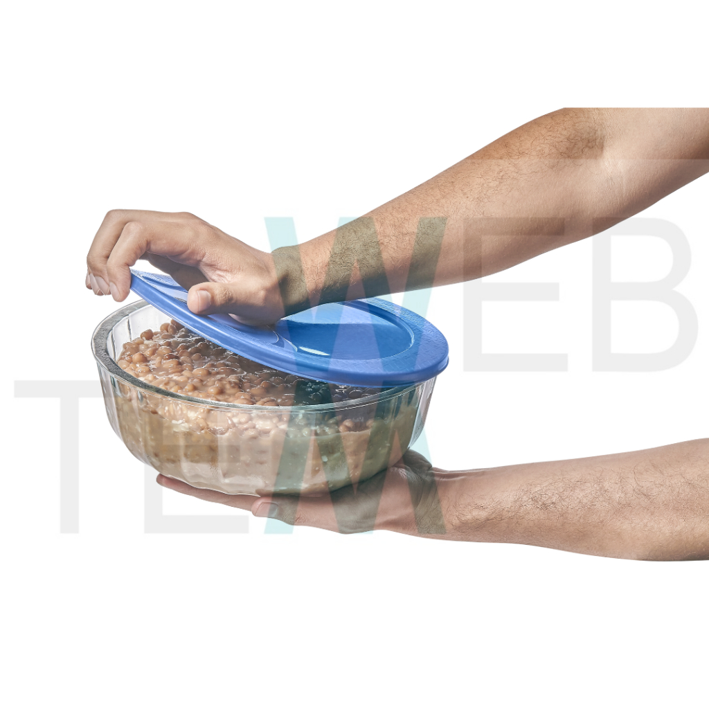 Pote Tigela Saladeira Vidro Com Tampa Plástica Oceani 3,8L Vitazza Grande Ecológico Organização
