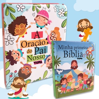 Kit Minha Primeira Bíblia + A Oração do Pai Nosso - Livro Infantil Almofadado (Capa Dura) 0 a 8 anos em Oferta na Shopee