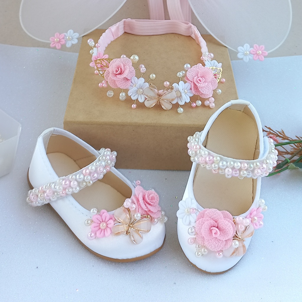 kit Faixinha e sapatinho jardim encantado flores borboletas infantil menina em Oferta na Shopee