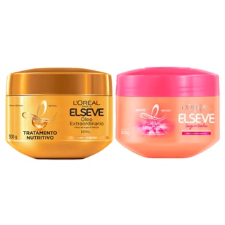 Kit Elseve Máscara Longo dos Sonhos 300g + Máscara Óleo Extraordinário 300g em Oferta na Shopee