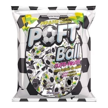 PIRULITO POFT BALL SIMONETTO - BOLA DE FUTEBOL - COPA DO MUNDO - BRASIL - SABOR TTFT C/ CHICLETE - 24UN 432G