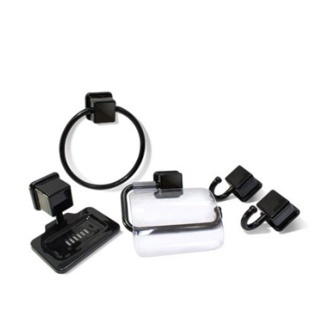 KIT BANHEIRO PRETO OU BRANCO 5 PEÇAS CARIBE MELHOR PREÇO TOY25733/34 em Oferta na Shopee