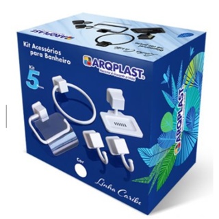 KIT BANHEIRO PRETO OU BRANCO 5 PEÇAS CARIBE MELHOR PREÇO TOY25733/34