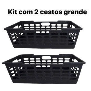 Kit com 2 Cesto Organizador Grande Atenas Multiuso - Preto TOY25463 em Oferta na Shopee